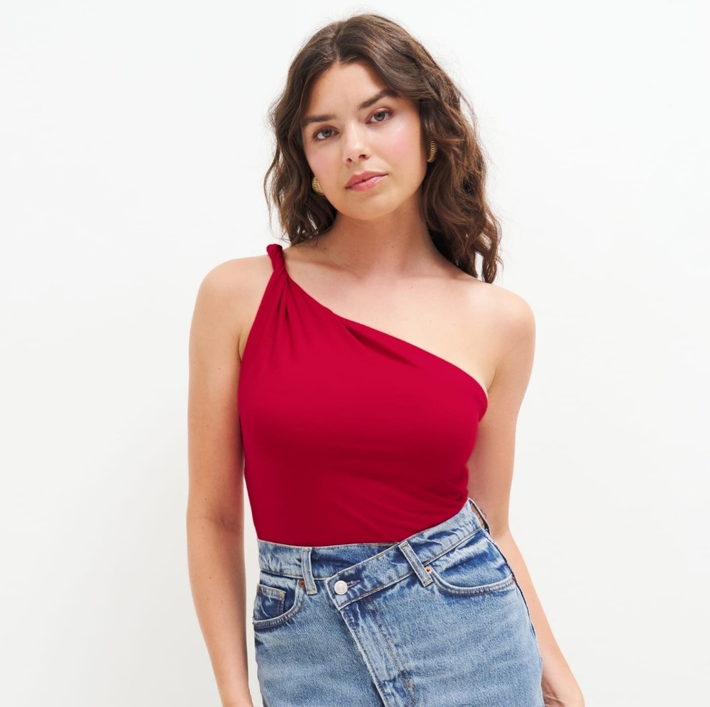 Reformation Red One-Shoulder Top
